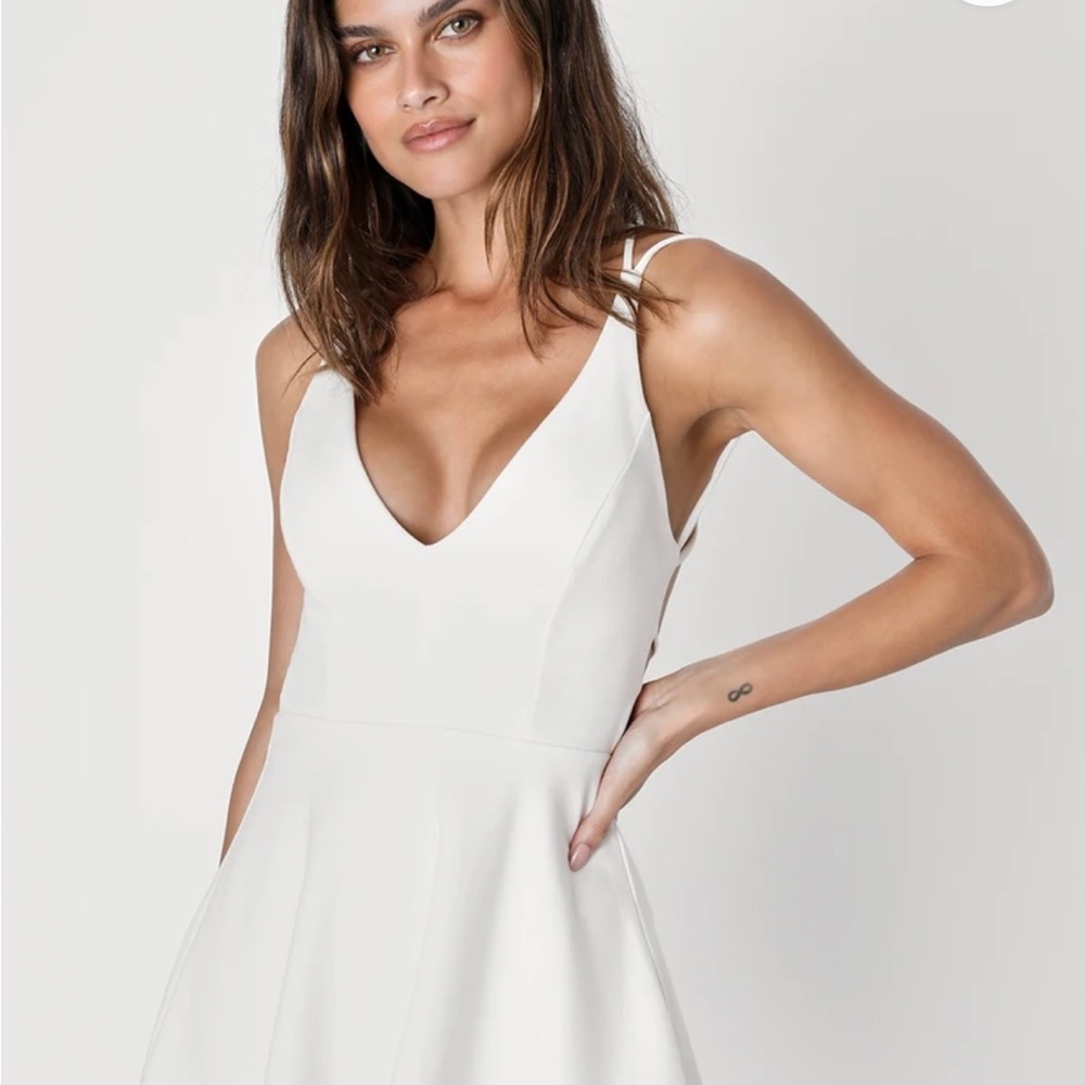 Size XXS NWOT Lulus white skater dress with strappy back